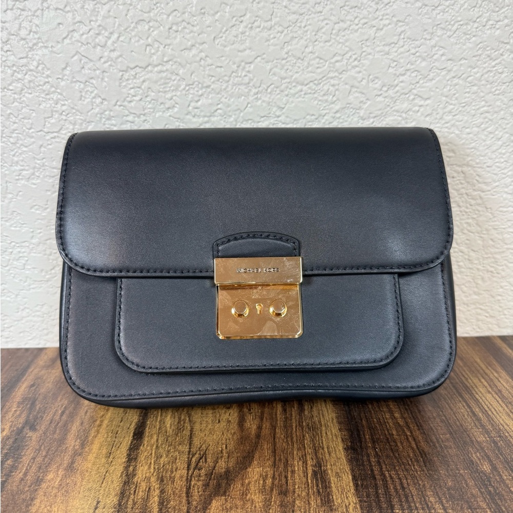 Michael Kors Black Crossbody Bag with Gold Accent